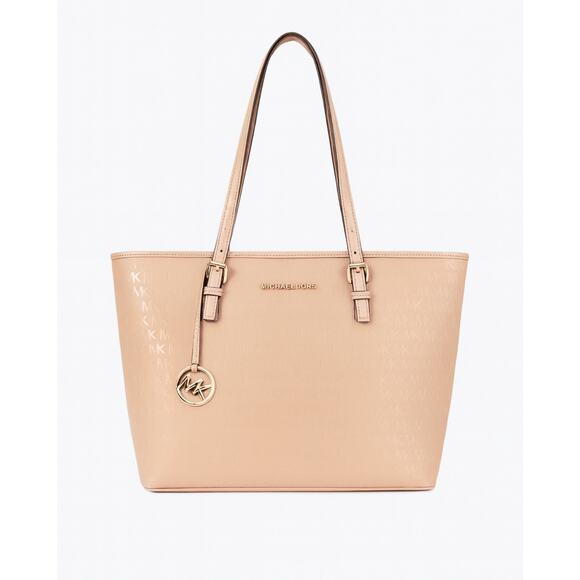 MICHAEL KORS Jet Set Travel Medium Oyster Tote Bag 38T8XTVT2A Patent Leather - Picture 1 of 16